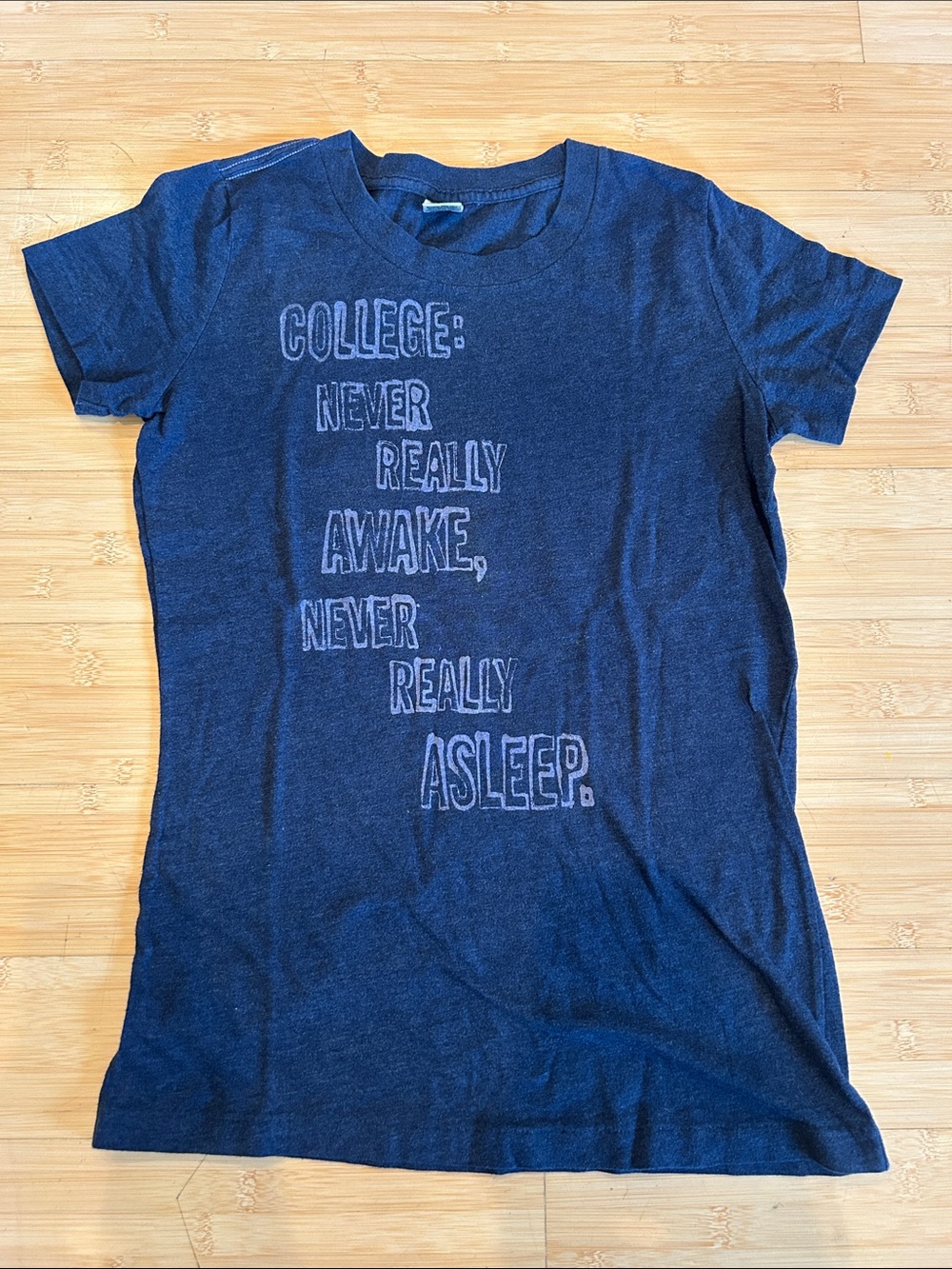 Abercrombie & Fitch Navy Graphic Tee - College Quote Print